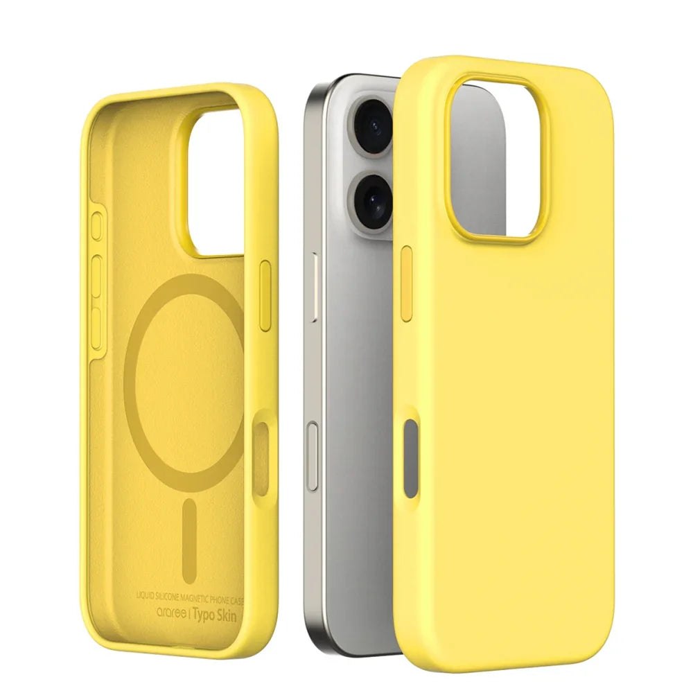 iPhone 16 Pro Araree Typo Skin Cover - Yellow - Tashqila iPhone 16 Pro Araree Typo Skin Cover - Yellow - Tashqila